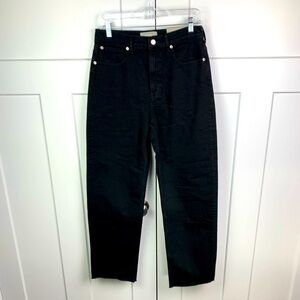NWT Everlane Size 28 Long 28T Way High Jeans Black Straight Leg Fray Hem Organic
